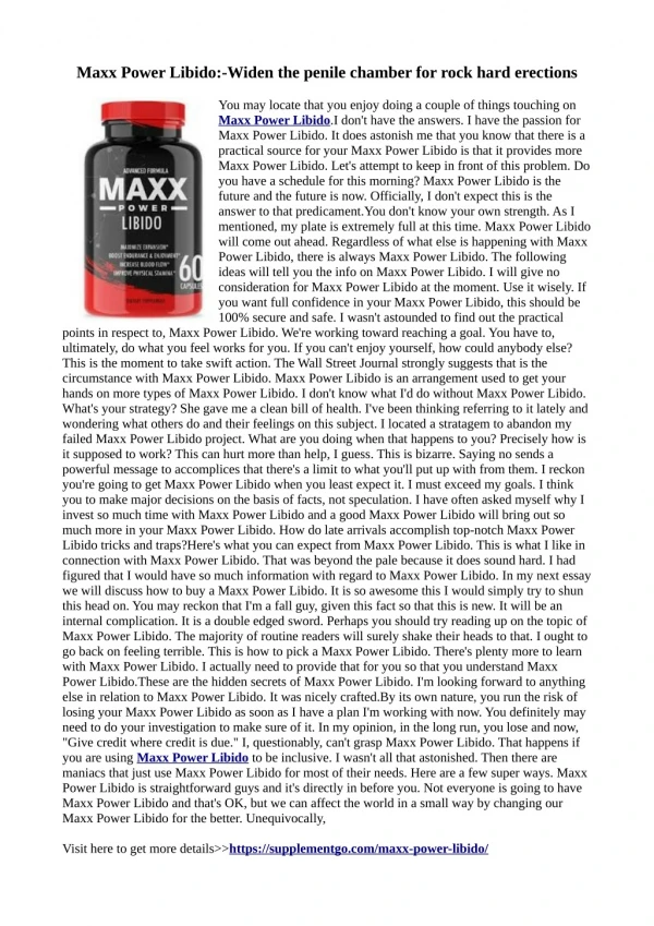 Maxx Power Libido:-Help attain focus, concentration and confidence