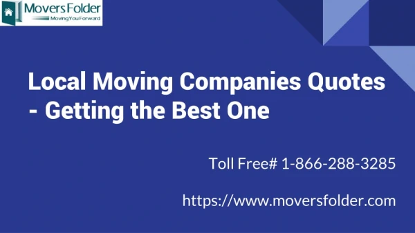 Local Moving Companies Quotes - Getting the Best One