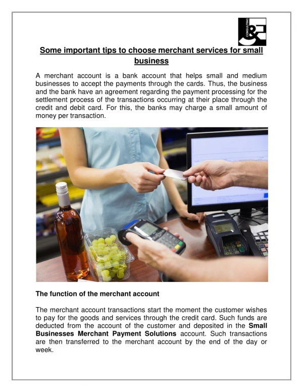 Some important tips to choose merchant services for small business