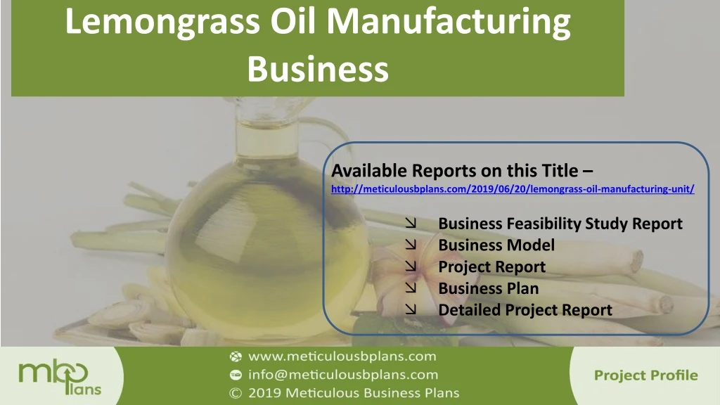 lemongrass oil manufacturing business