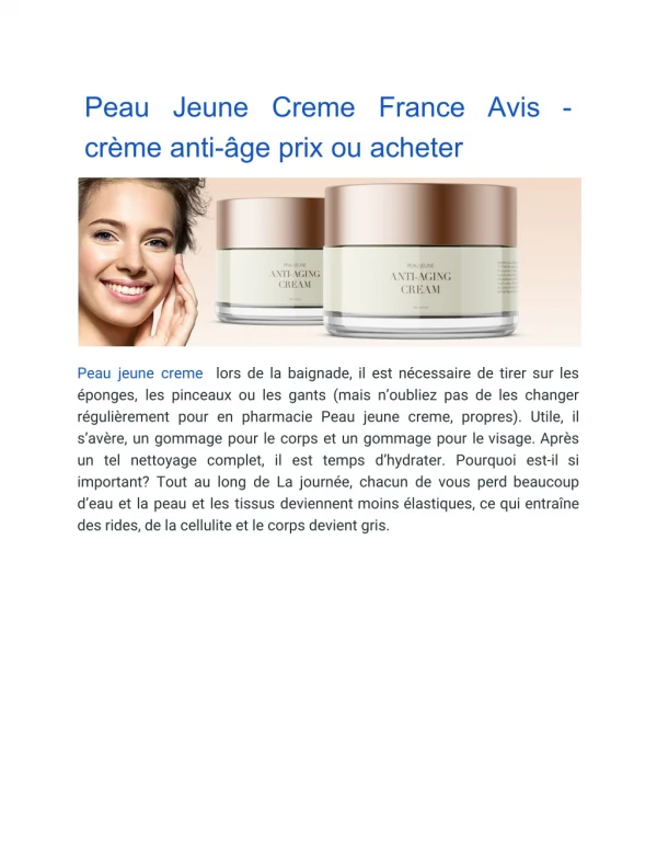 Peau Jeune Creme France Avis - crème anti-âge prix ou acheter