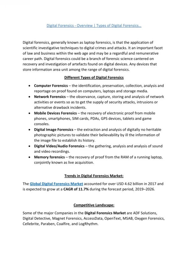 digital forensics overview types of digital
