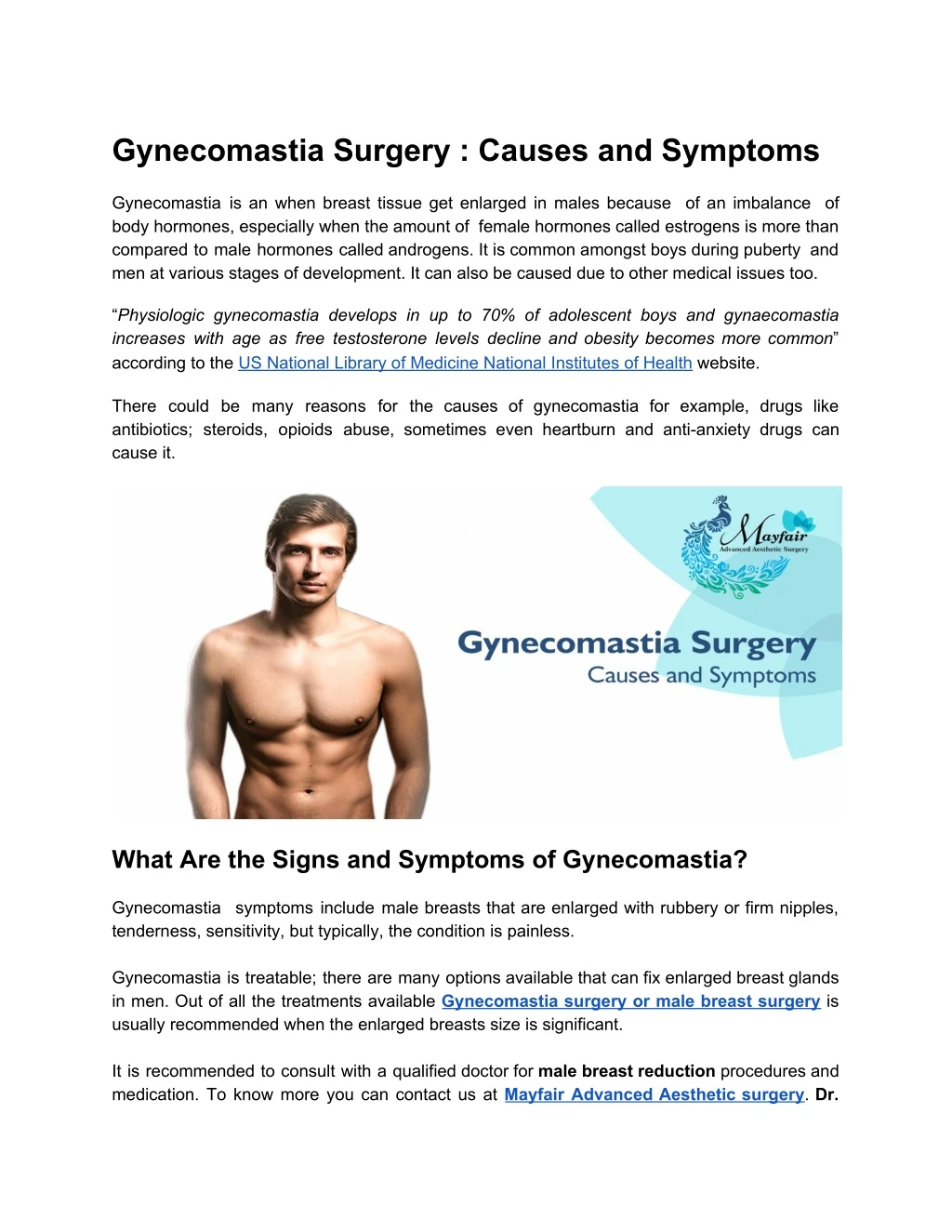 gynecomastia surgery causes and symptoms