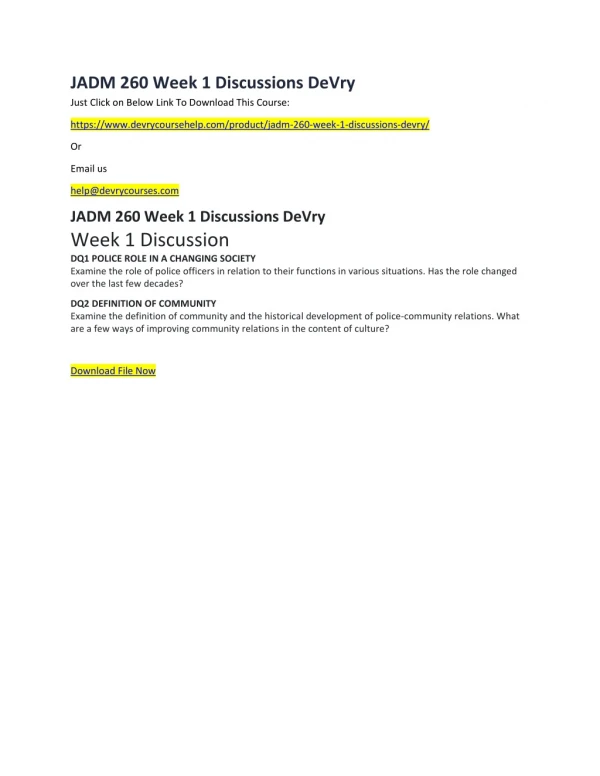 jadm 260 week 1 discussions devry just click