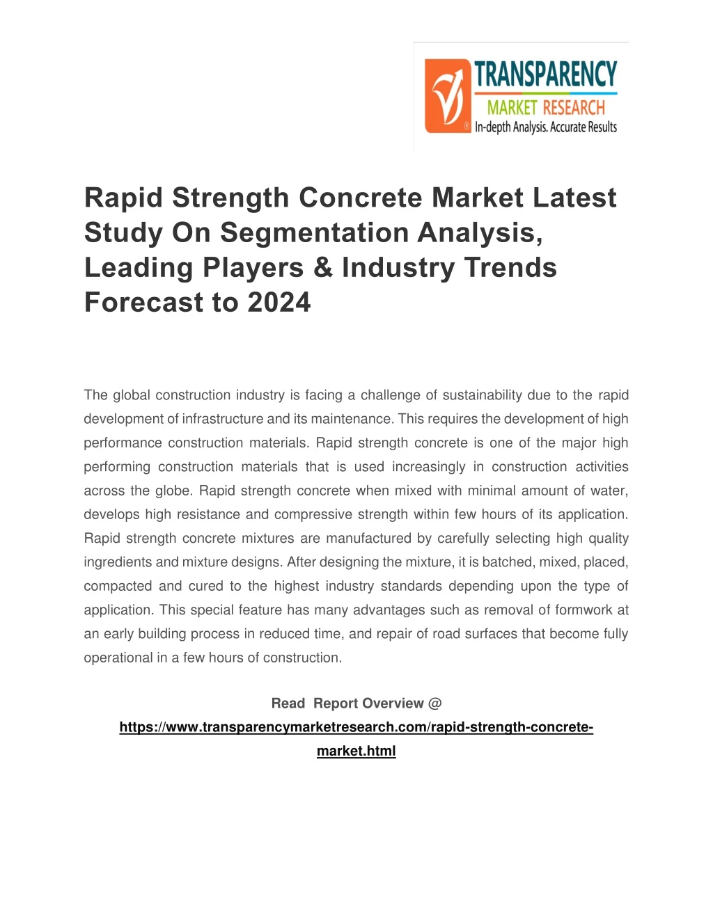 rapid strength concrete market latest study