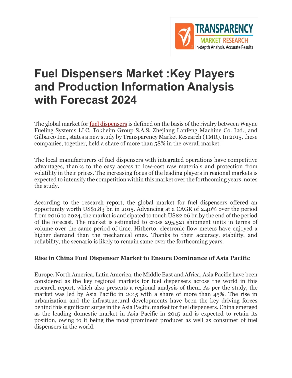 fuel dispensers market key players and production