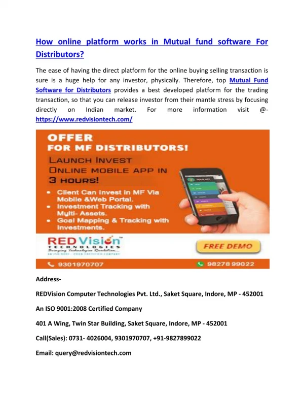 how online platform works in mutual fund software