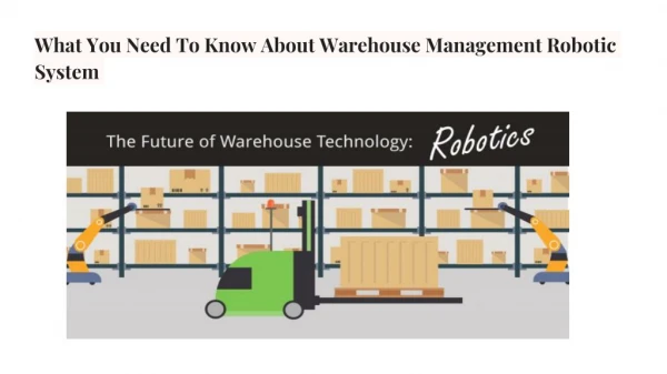 What You Need To Know About Warehouse Management Robotic System