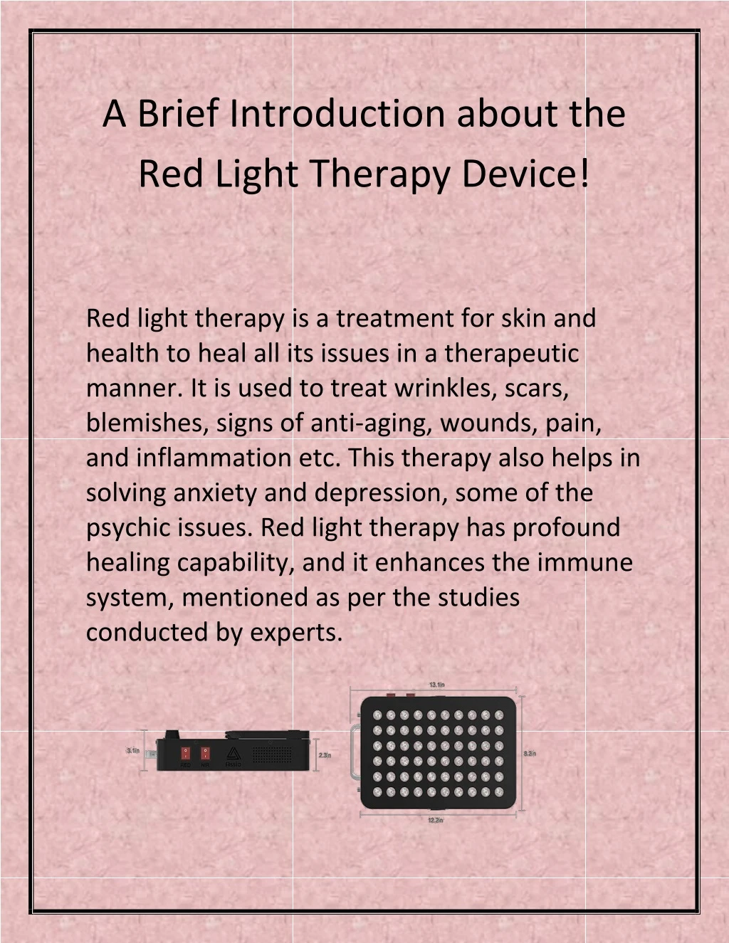 a brief introduction about the red light therapy