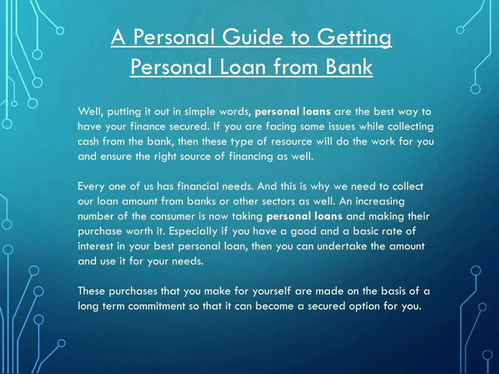 a personal guide to getting personal loan from