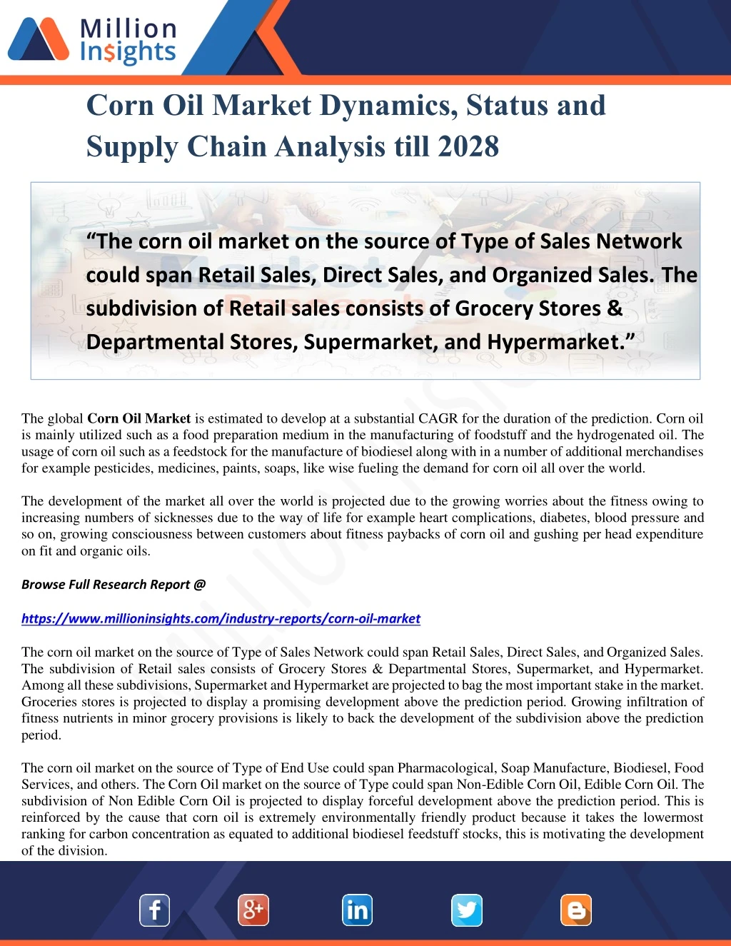 corn oil market dynamics status and supply chain