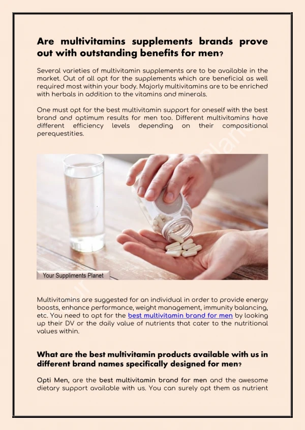 are multivitamins supplements brands prove