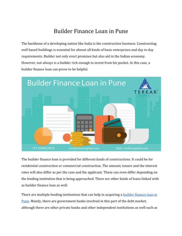 Builder Finance in Pune
