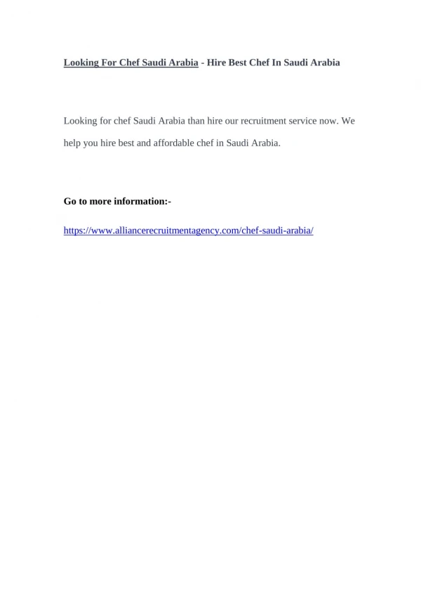 looking for chef saudi arabia hire best chef