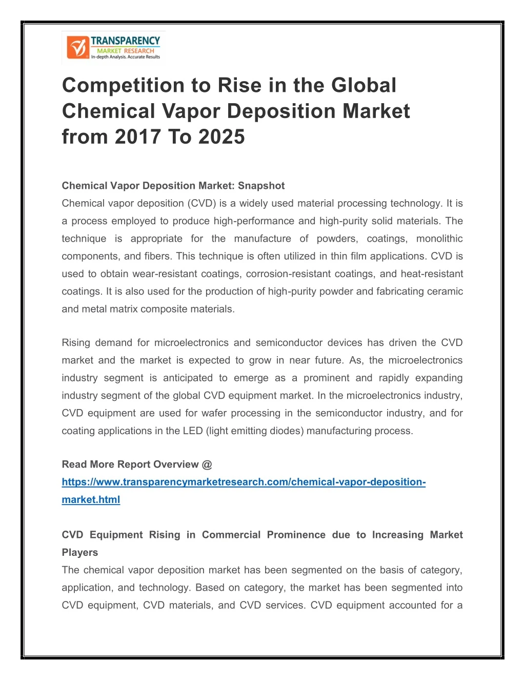 competition to rise in the global chemical vapor