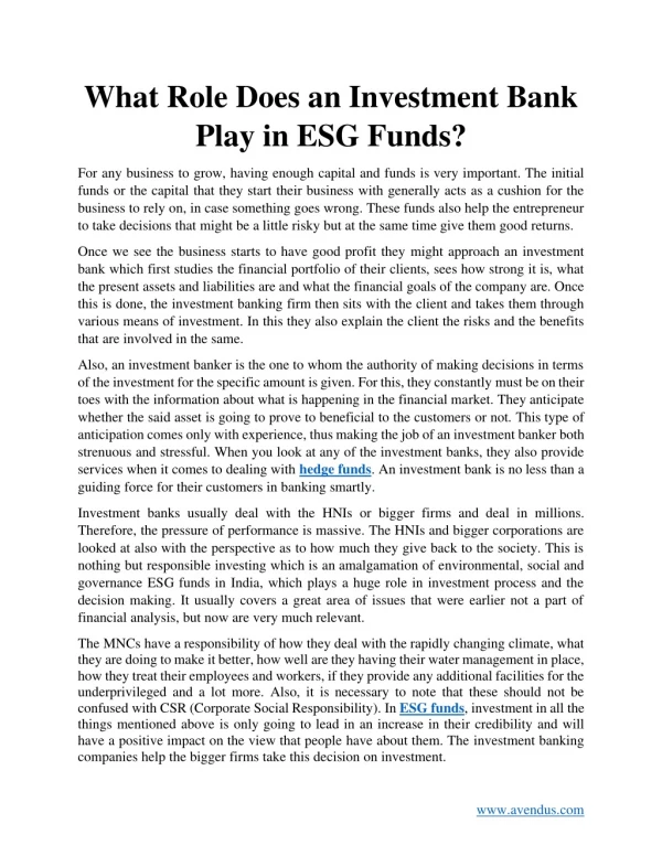 what role does an investment bank play