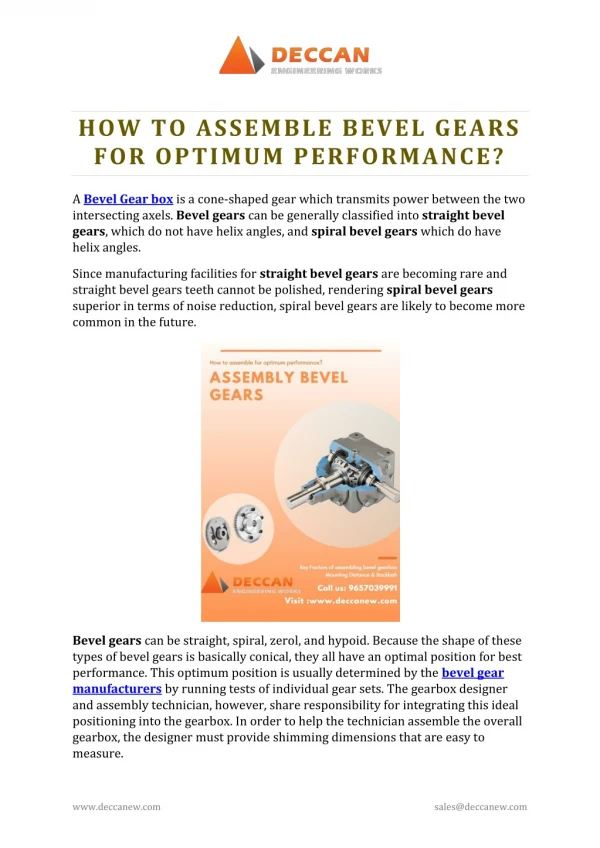 how to assemble bevel gears for optimum
