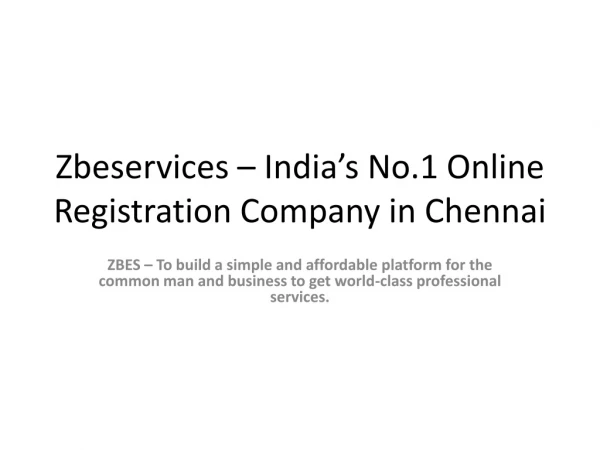 Company Registration Services in Chennai by Zbeservices
