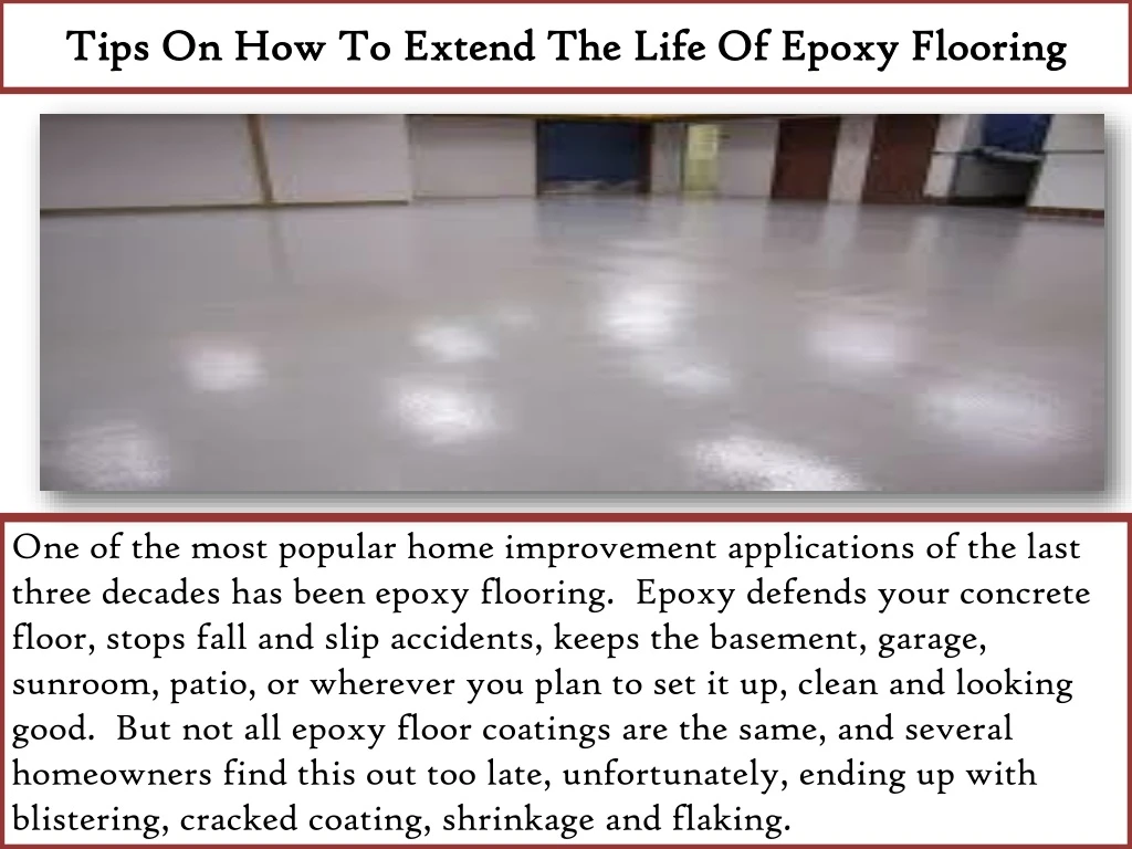tips on how to extend the life of epoxy flooring