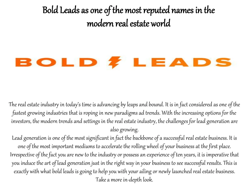 bold leads as one of the most reputed names