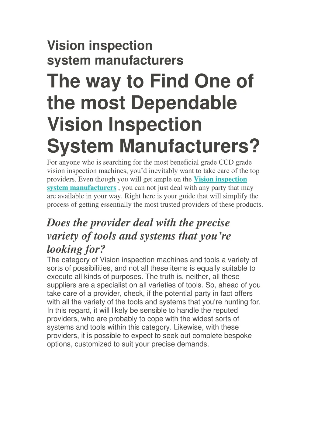 vision inspection system manufacturers