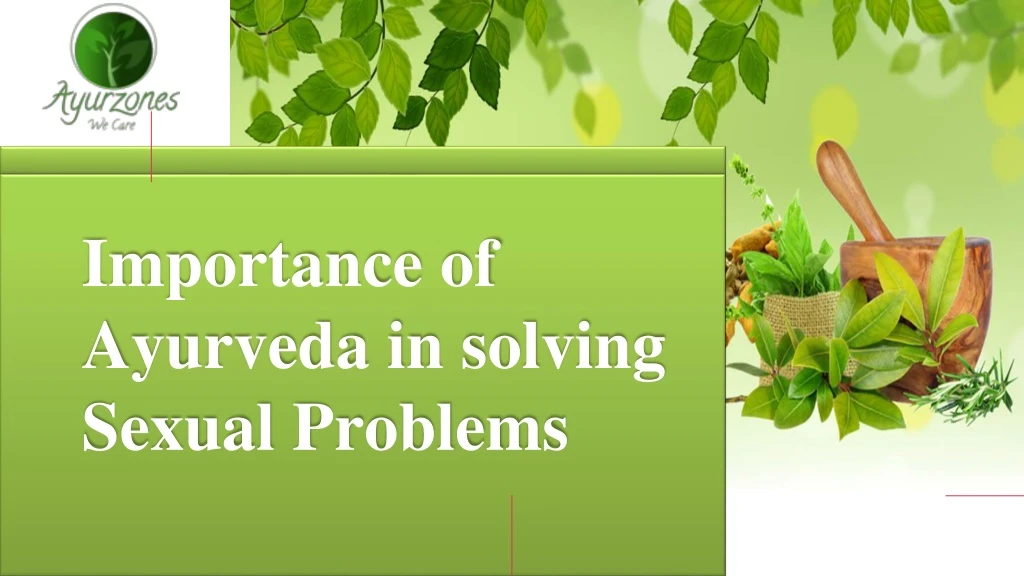 importance of ayurveda in solving sexual problems