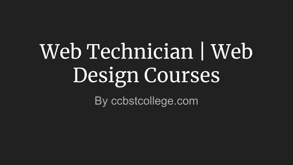 web technician web design courses
