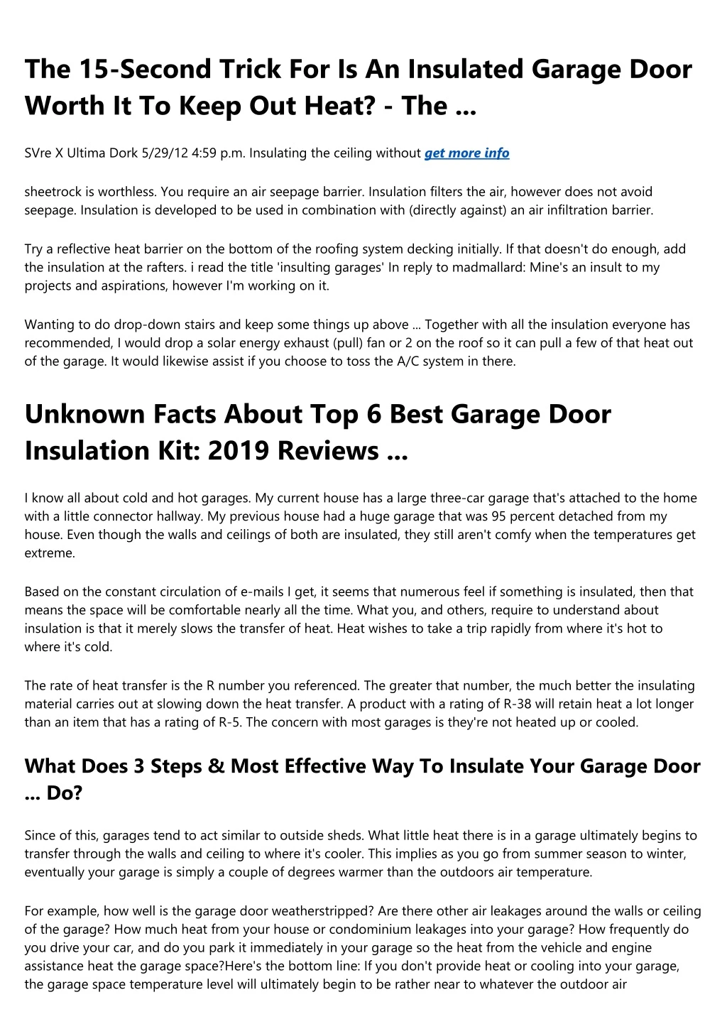 the 15 second trick for is an insulated garage