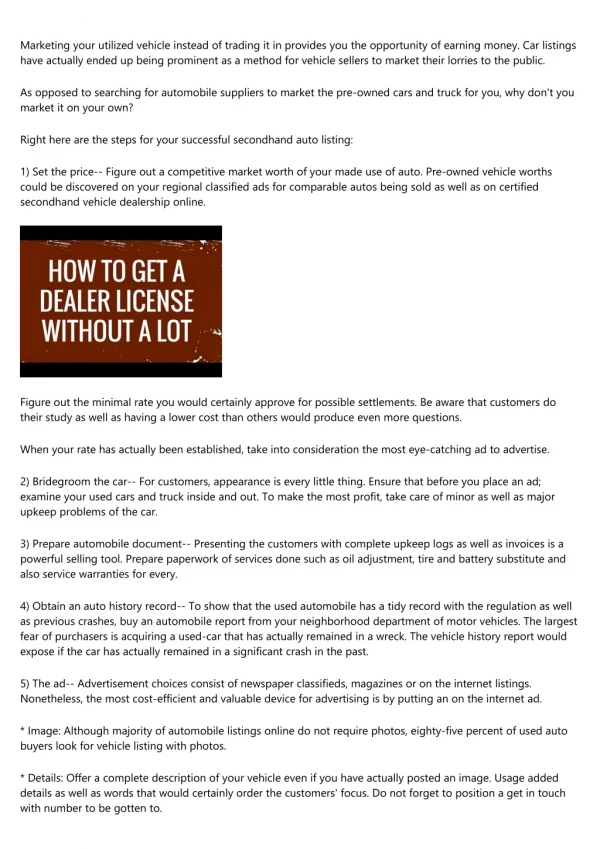 marketing your utilized vehicle instead