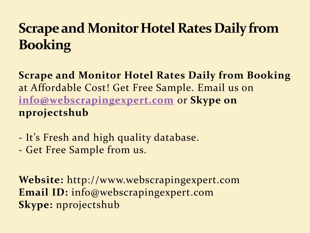 scrape and monitor hotel rates daily from booking