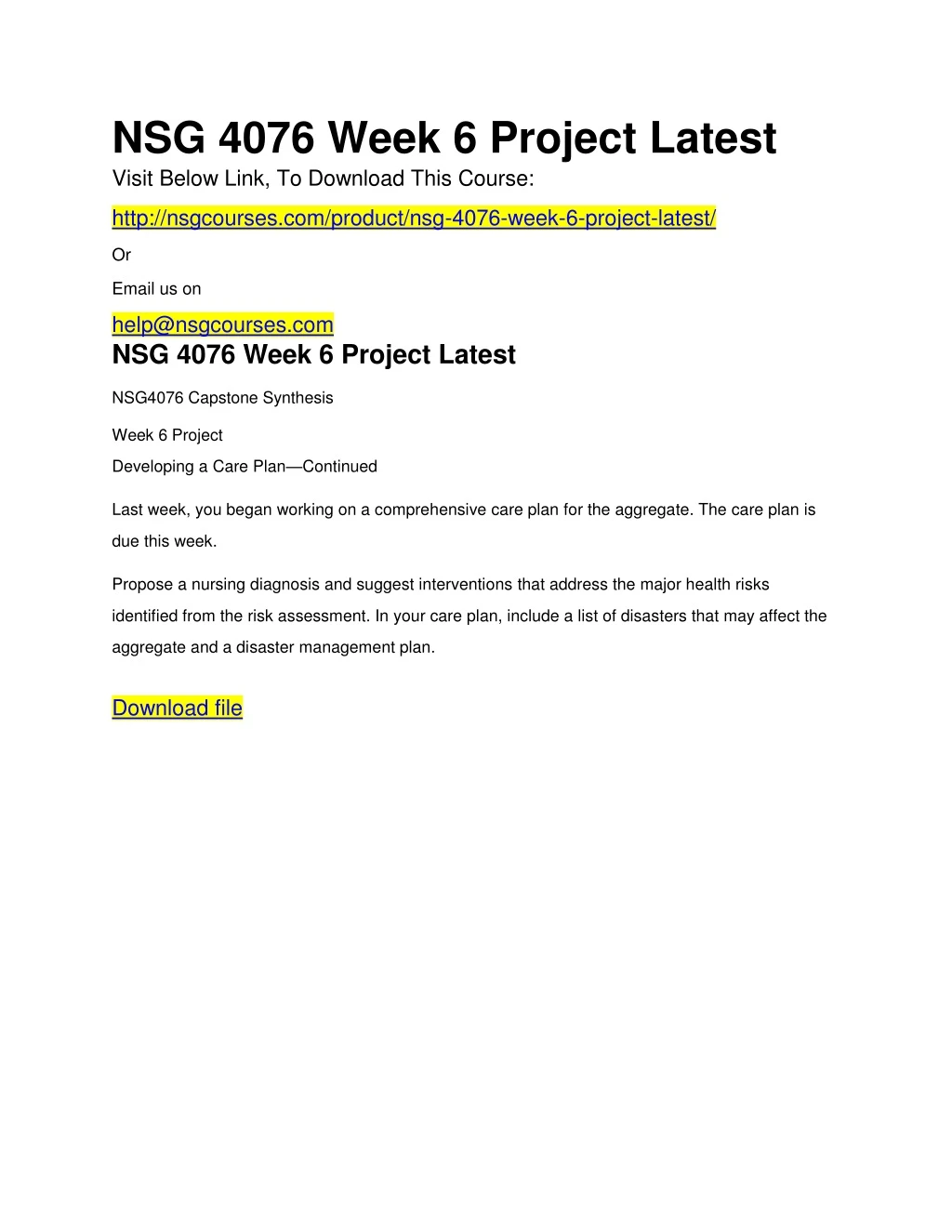 nsg 4076 week 6 project latest visit below link
