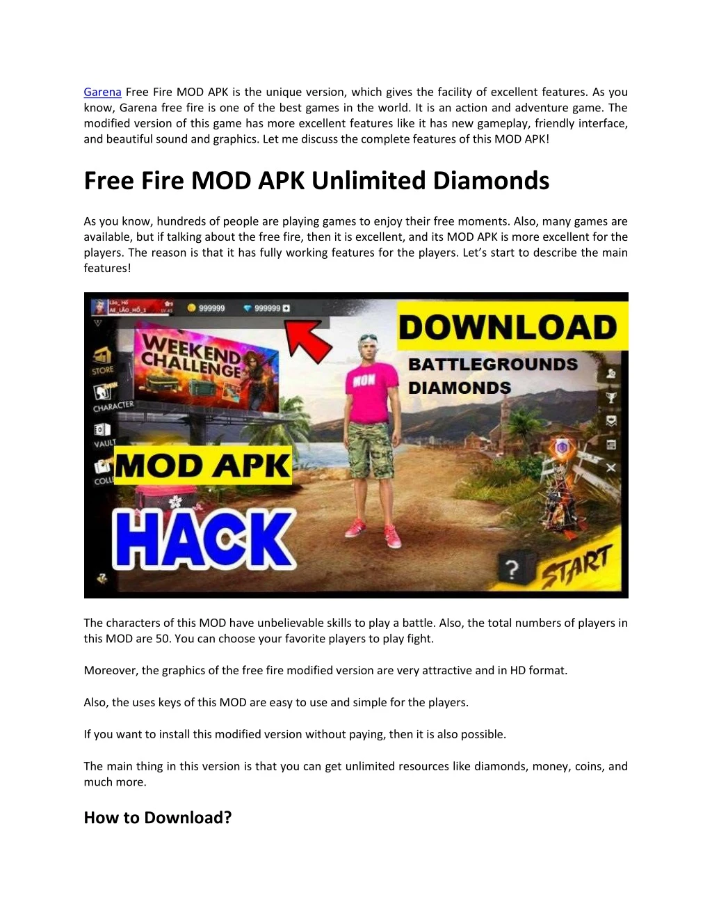 garena free fire mod apk is the unique version