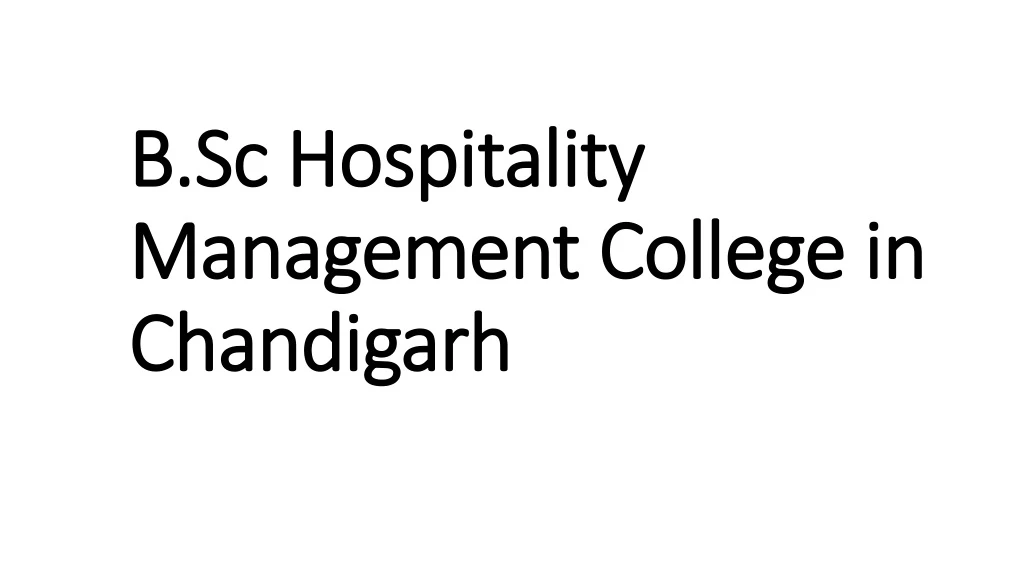 b sc hospitality management college in chandigarh