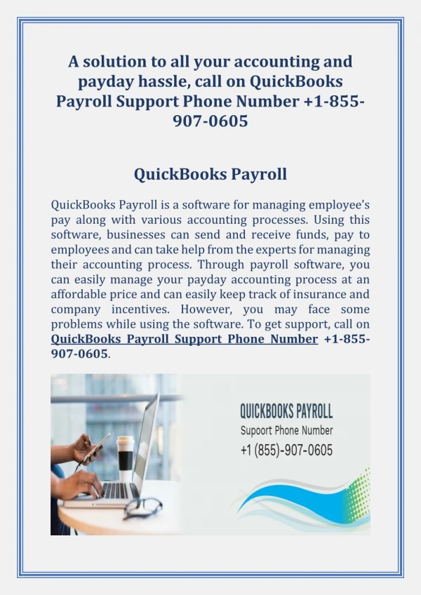 QuickBooks Payroll Support Phone Number  1-855-907-0605