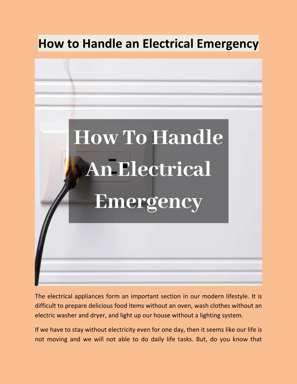 how to handle an electrical emergency