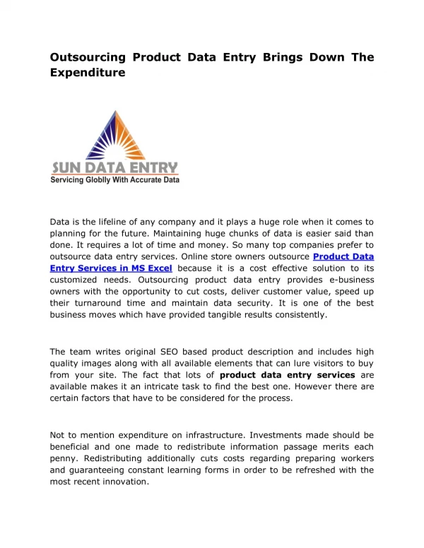 outsourcing product data entry brings down