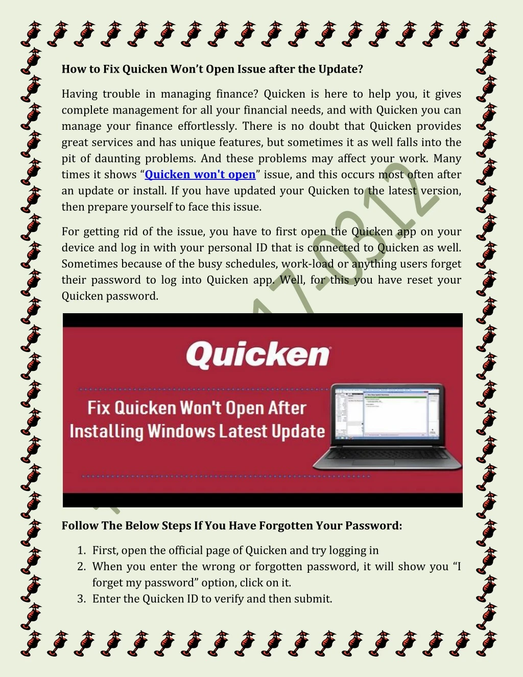 how to fix quicken won t open issue after