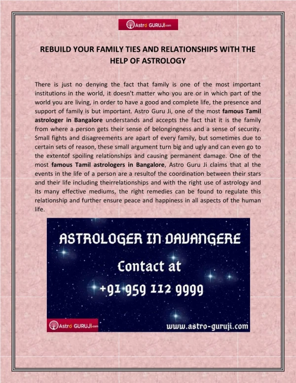 REBUILD YOUR FAMILY TIES AND RELATIONSHIPS WITH THE HELP OF ASTROLOGY