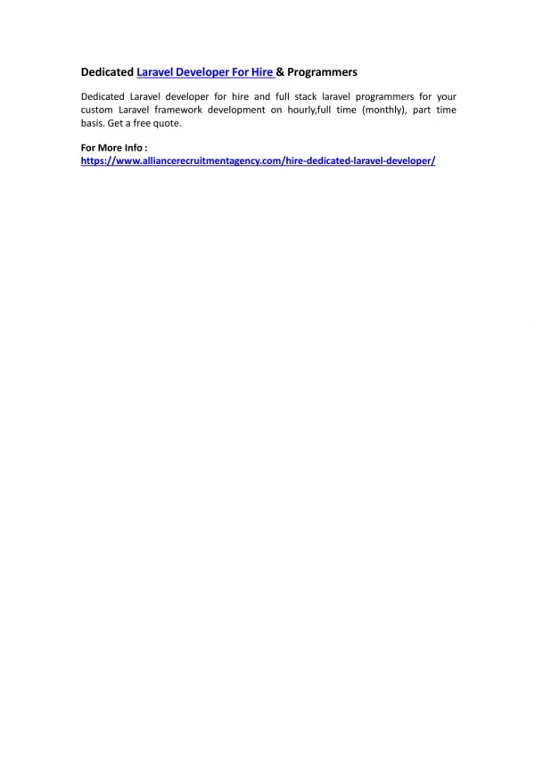 dedicated laravel developer for hire programmers