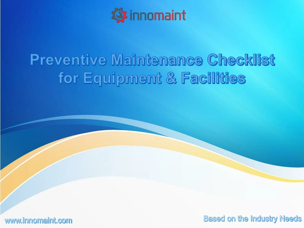 preventive maintenance checklist for equipment facilities
