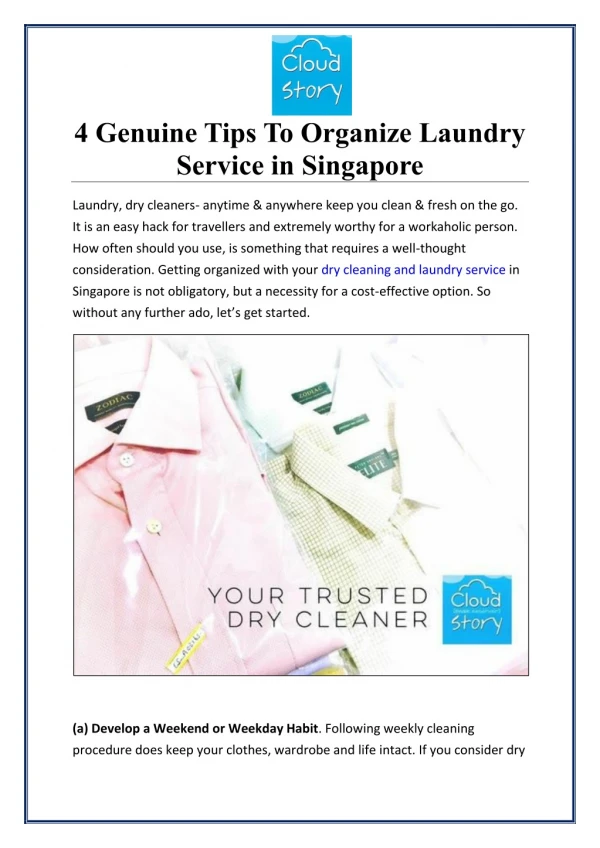 4 Genuine Tips To Organize Laundry Service in Singapore