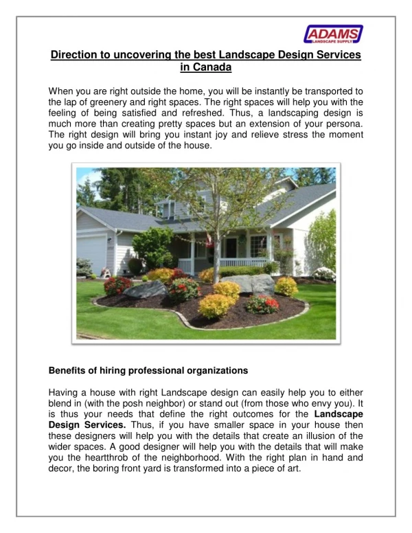 Direction to uncovering the best Landscape Design Services in Canada