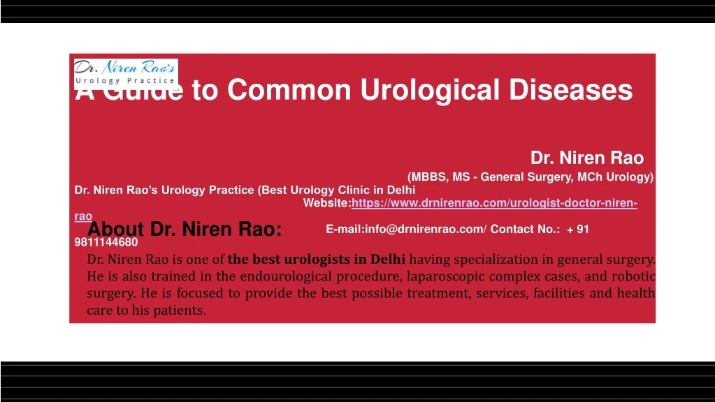 a guide to common urological diseases dr niren