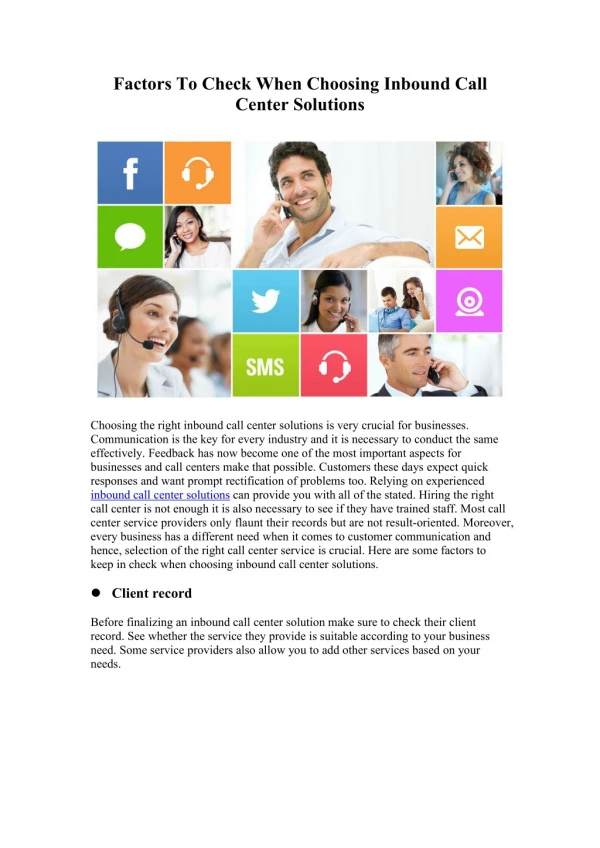 factors to check when choosing inbound call