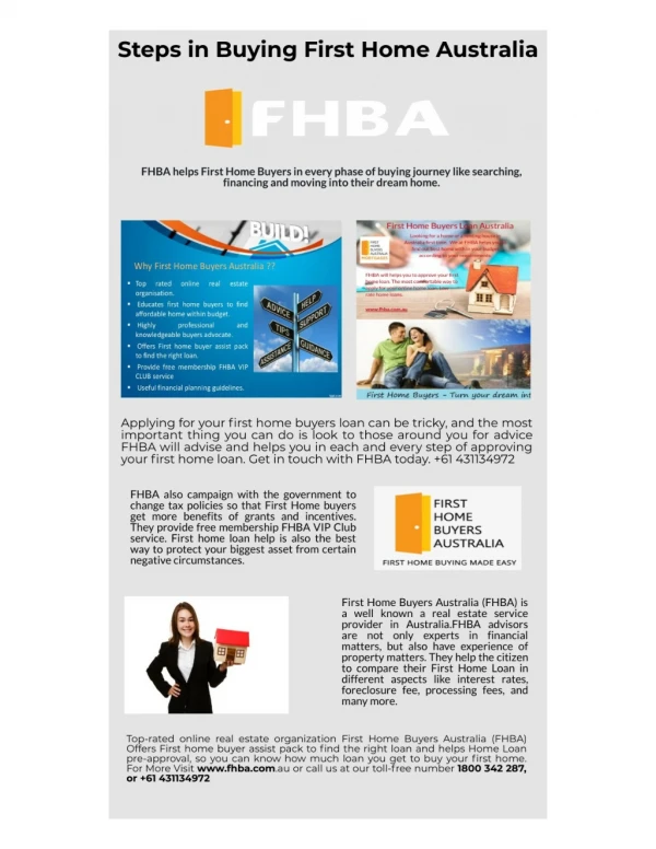 Get Your First Home Loan with the help of FHBA