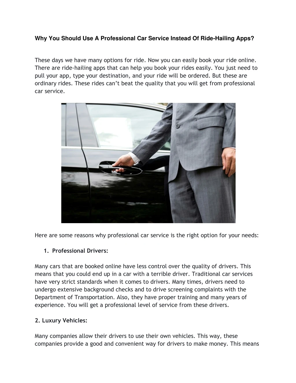 why you should use a professional car service