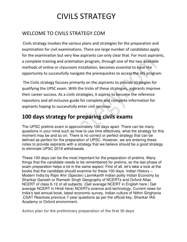 WELCOME TO CIVILS STRATEGY.COM