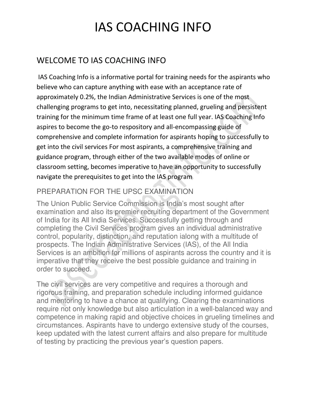 ias coaching info