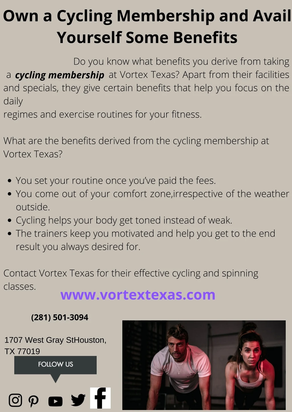 own a cycling membership and avail yourself some