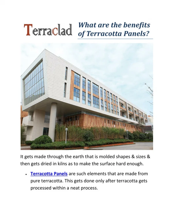 What are the benefits of Terracotta Panels?